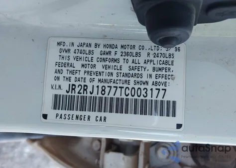 1996 Isuzu Oasis Ls из США, поврежденный, VIN JR2RJ1877TC003177